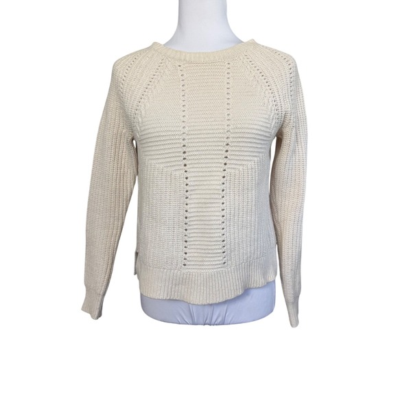 J. Crew Factory Sweaters - J.Crew‎ Women's Sweater Cream Cotton Wool Knit Normcore Cottage Minimalist XS